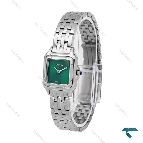 ساعت کارتیه پنته زنانه سیلور صفحه سبز مهندسی اسمال Cartier-6493-L