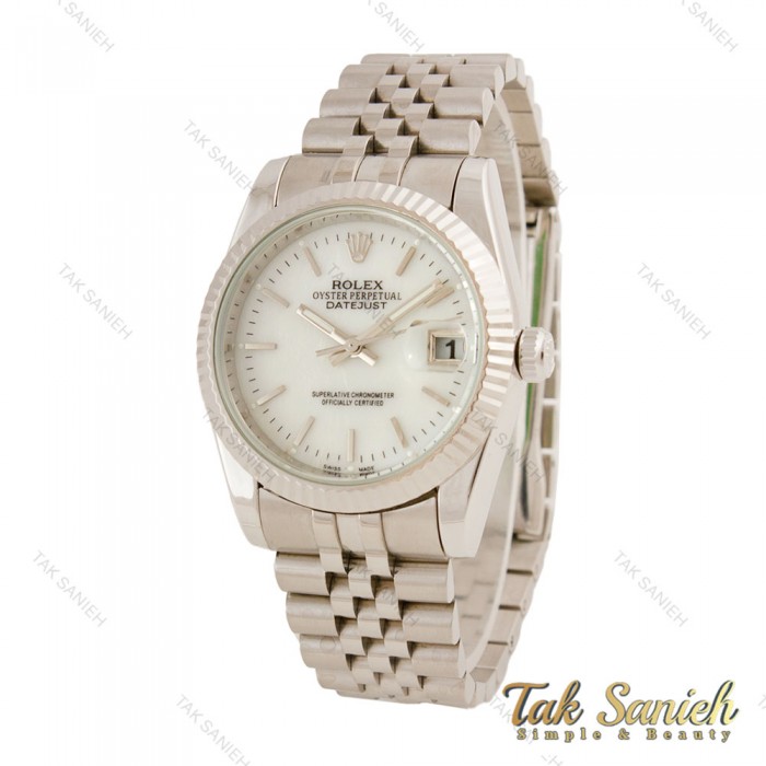 ساعت رولکس دیت جاست مردانه سیلور صفحه سفید خطی Rolex-5648-G