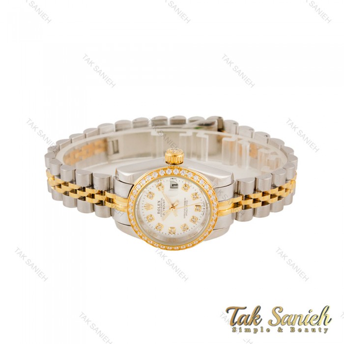 ساعت رولکس زنانه دورنگین صفحه سیلور  Rolex-5653-L