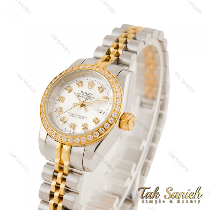 ساعت رولکس زنانه دورنگین صفحه سیلور  Rolex-5653-L