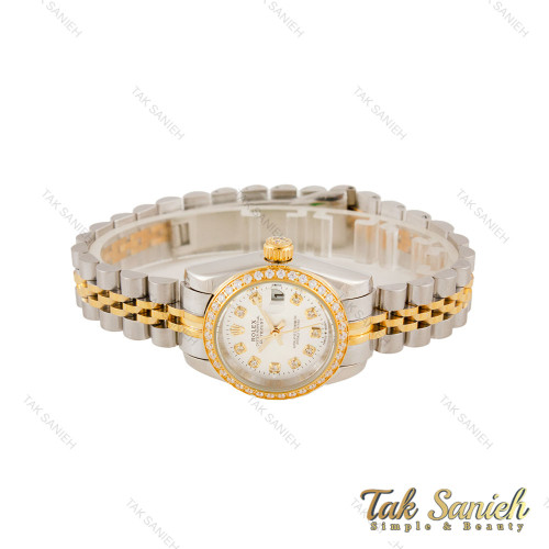 ساعت رولکس زنانه دورنگین صفحه سیلور  Rolex-5653-L