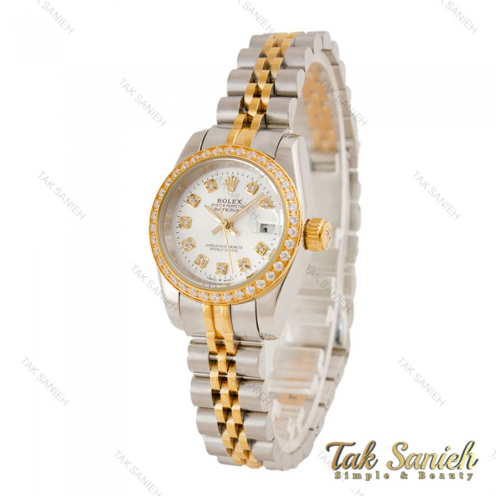 ساعت رولکس زنانه دورنگین صفحه سیلور  Rolex-5653-L