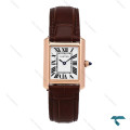 ساعت زنانه کارتیر Tank رزگلد بند چرم قهوه ای اسمال Cartier-6861-L