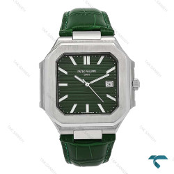 ساعت مردانه پتک فیلیپ Cubitus سیلور بند چرم سبز Patek-6929-G