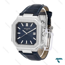 ساعت مردانه پتک فیلیپ Cubitus سیلور بند چرم سرمه ای Patek-6930-G