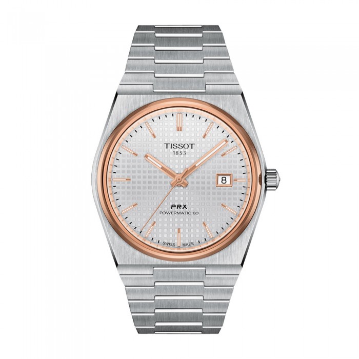 ساعت تیسوت PRX مردانه سیلور دورقاب رزگلد Tissot-5667-G