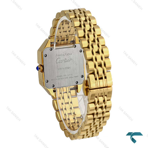 ساعت کارتیر سانتوس زنانه طلایی صفحه سفید Cartier-7099-L