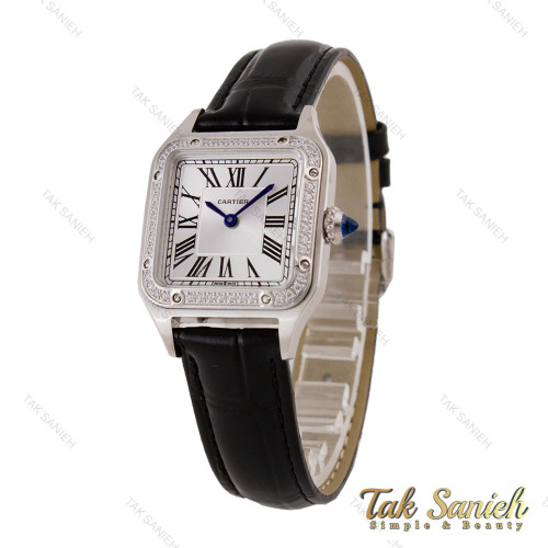 ساعت کارتیه سانتوس دومونت زنانه سیلور مشکی دورنگین Cartier-5678-L