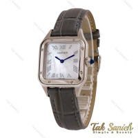 ساعت کارتیه سانتوس دمونت زنانه بند چرم طوسی Cartier-5679-L