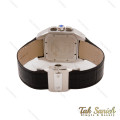 ساعت کارتیه سانتوس 100 مردانه سه موتوره بند چرم مشکی Cartier-5681-G