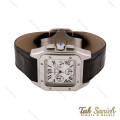 ساعت کارتیه سانتوس 100 مردانه سه موتوره بند چرم مشکی Cartier-5681-G