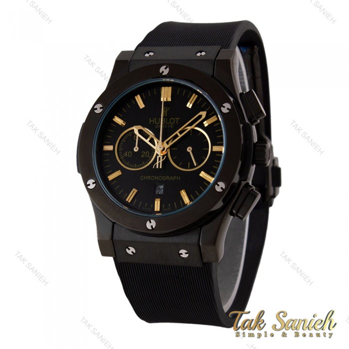 ساعت مردانه هابلوت سه موتوره مشکی ایندکس طلایی Hublot-5685-G