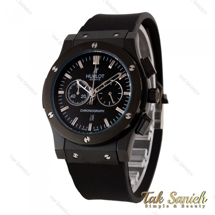 ساعت مردانه هابلوت سه موتوره مشکی ایندکس نقره ای Hublot-5686-G