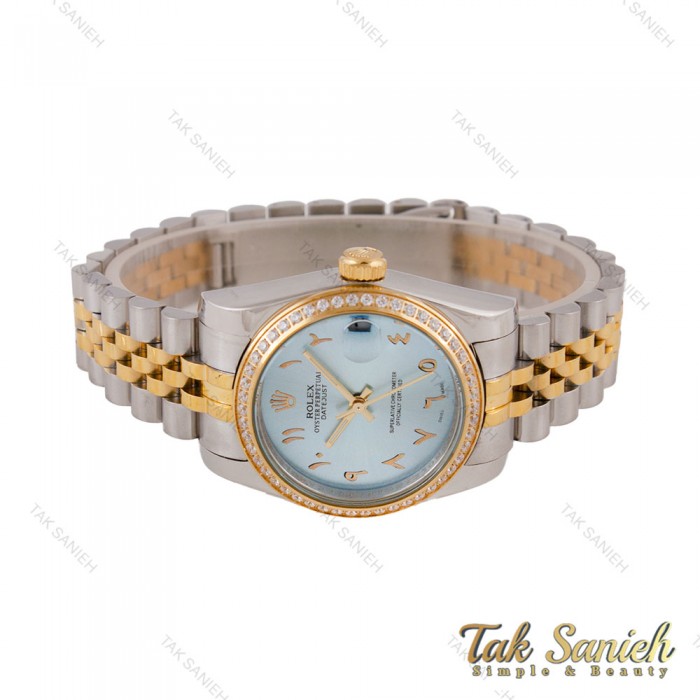 ساعت زنانه رولکس دورنگ طلایی دورنگین ایندکس عربی Rolex-5697-L