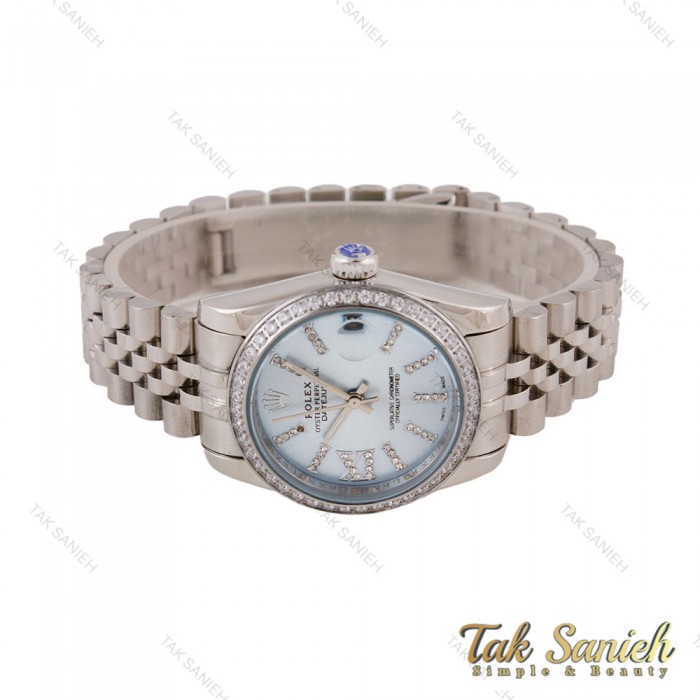 رولکس زنانه دورنگین سیلور صفحه آبی Rolex-5698-L