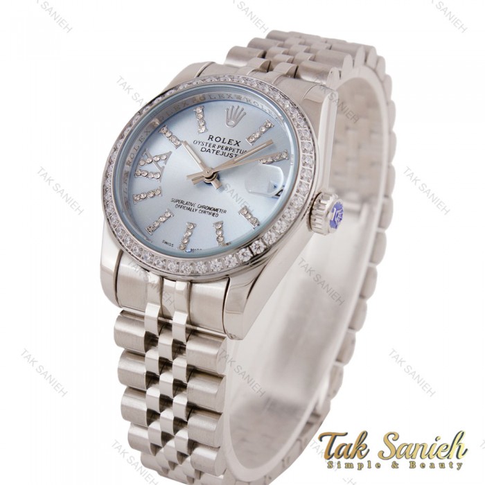 رولکس زنانه دورنگین سیلور صفحه آبی Rolex-5698-L