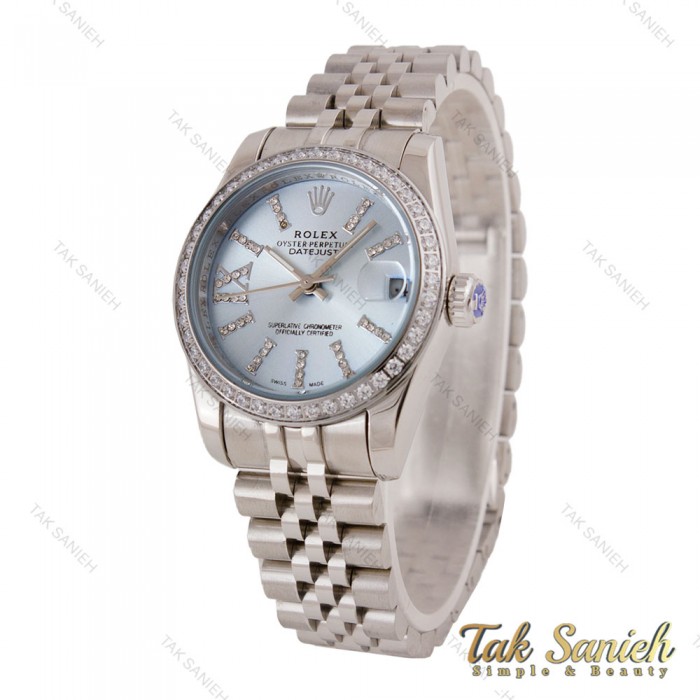 رولکس زنانه دورنگین سیلور صفحه آبی Rolex-5698-L