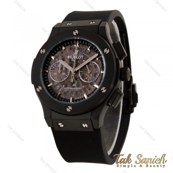 هابلوت زنانه فول مشکی صفحه اسکلتون ایندکس سیلور Hublot-5759-L