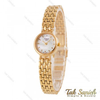 ساعت تیسوت Lovely زنانه ظریف طلایی صفحه سفید Tissot-5809-L