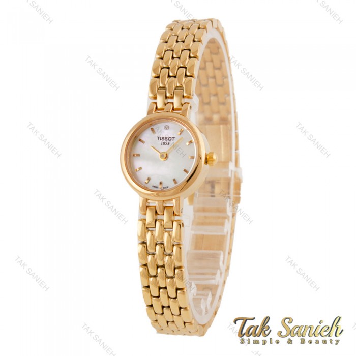 ساعت تیسوت Lovely زنانه ظریف طلایی صفحه سفید Tissot-5809-L