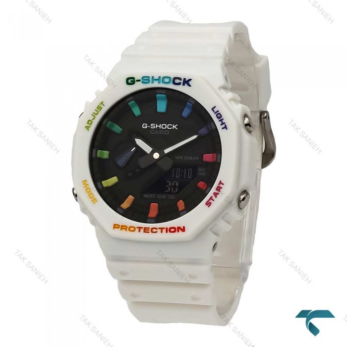 ساعت کاسیو جیشاک GA2100 مردانه سفید رنگین کمانی G-Shock-5817-G