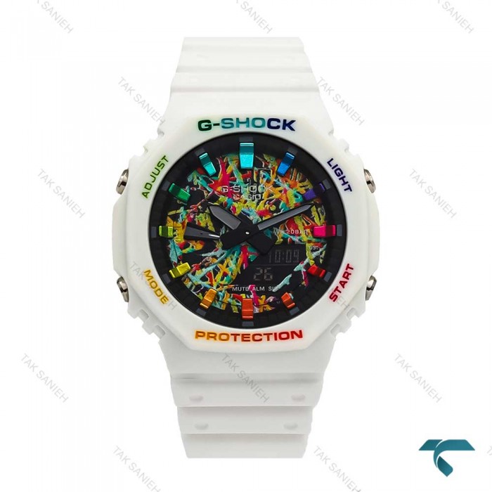 ساعت کاسیو جیشاک GA2100 مردانه سفید صفحه آبرنگ G-Shock-5819-G