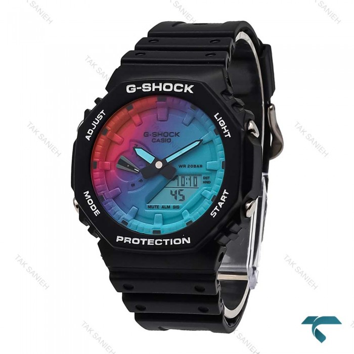 کاسیو جیشاک GA2100 مردانه مشکی صفحه هفت رنگ G-Shock-5825-G