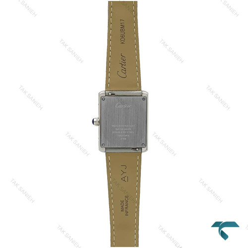 ساعت مچی کارتیر تانک زنانه استیل بند چرم طوسی Cartier-7215-L