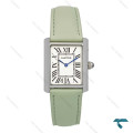 ساعت کارتیر Cartier تانک زنانه سیلور بند چرم سبز Cartier-7219-L