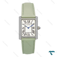 ساعت کارتیر Cartier تانک زنانه سیلور بند چرم سبز Cartier-7219-L