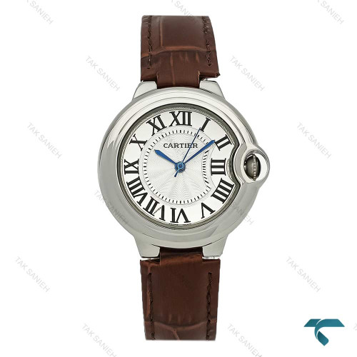 ساعت کارتیر بالن بلو زنانه بند چرم قهوه ای متوسط Cartier-7910-L