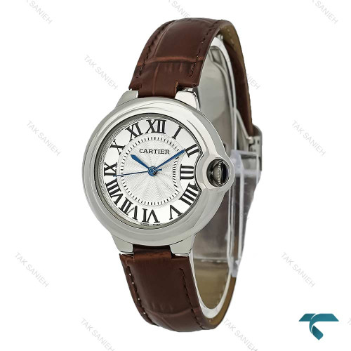 ساعت کارتیر بالن بلو زنانه بند چرم قهوه ای متوسط Cartier-7910-L