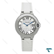 ساعت کارتیه بالن بلو زنانه سیلور بند چرم سفید متوسطCartier-7911-L