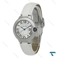 ساعت کارتیه بالن بلو زنانه سیلور بند چرم سفید متوسطCartier-7911-L