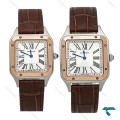 ساعت مچی ست کارتیه سانتوس دومونت بند چرم قهوه ای Cartier-7914-S