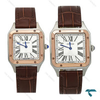 ساعت مچی ست کارتیه سانتوس دومونت بند چرم قهوه ای Cartier-7914-S
