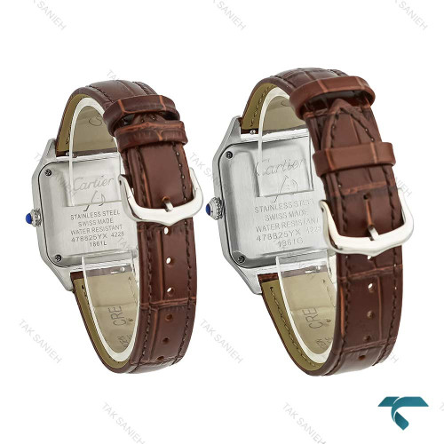 ساعت مچی ست کارتیه سانتوس دومونت بند چرم قهوه ای Cartier-7914-S