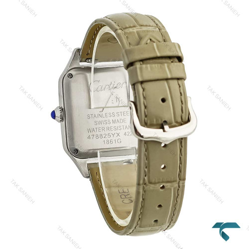 ساعت کارتیه سانتوس دومونت دورنگ رزگلد بند طوسی مدیوم Cartier-7915-G