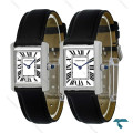 ساعت ست کارتیه تانک بند چرم مشکی Cartier-7923-S