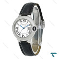 کارتیه زنانه بالن بلو سیلور بند چرم مشکی متوسط Cartier-7924-L