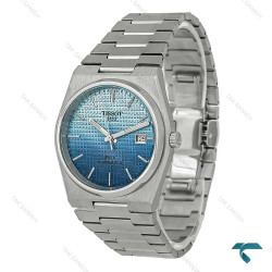 ساعت تیسوت PRX مردانه پاورماتیک نقره ای صفحه آبی دورنگ Tissot-8048-G