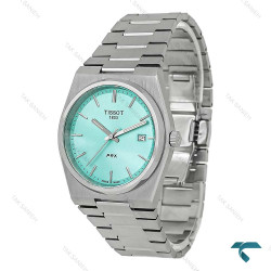ساعت مردانه تیسوت PRX نقره ای صفحه سبز آبی Tissot-8050-G