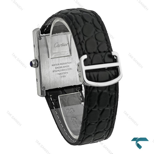 ساعت کارتیه تانک بند چرم مردانه تقویم دار Cartier-8190-G
