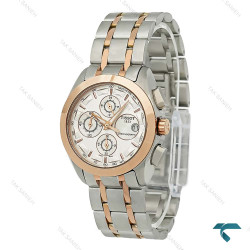 ساعت مچی تیسوت زنانه دورنگ رزگلد صفحه سفید کرنوگراف دار Tissot-8269-L