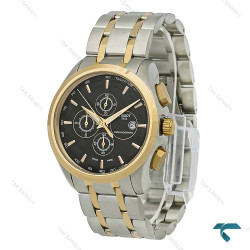 ساعت تیسوت مردانه سه موتوره کرنوگراف دورنگ طلایی صفحه مشکی Tissot-8271-G