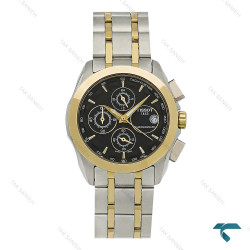 ساعت زنانه تیسوت سه موتوره کورنوگراف دورنگ طلایی صفحه مشکی Tissot-8272-L