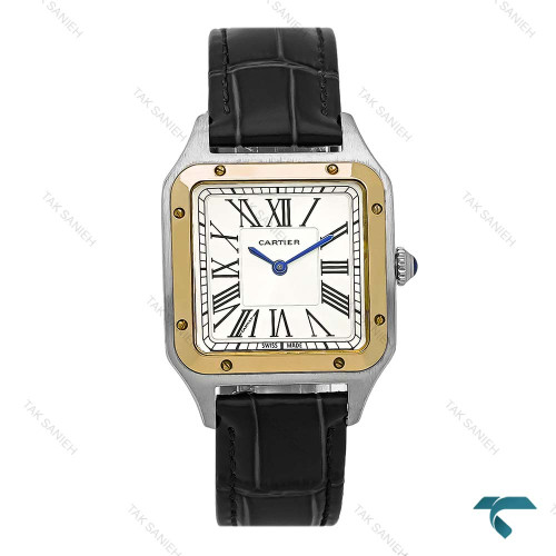 ساعت کارتیر سانتوس دومونت زنانه دورنگ طلایی متوسط Cartier-8305-G