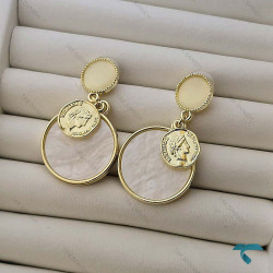 گوشواره سکه ایی صدفی Ghoshvareh-8463-L