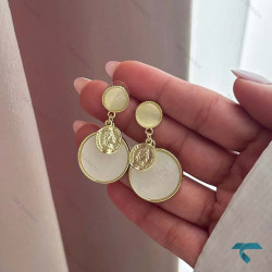 گوشواره سکه ایی صدفی Ghoshvareh-8463-L