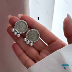 گوشواره سکه ایی مرواریدی Ghoshvareh-8555-L